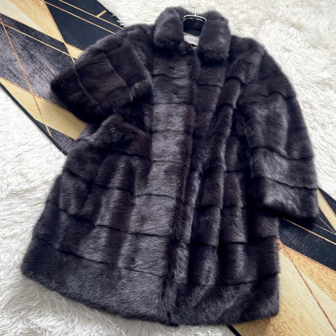 近年人気モデル/横段デザイン 深紫 ミンク ファーコート 軽量 毛皮 アウター
