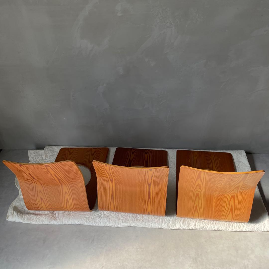 天童木工　座椅子　３個　旧ロゴ　シールあり　藤森健次　デザインの銘品