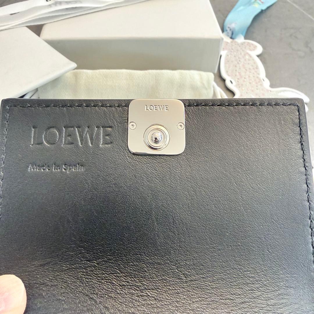 LOEWE ロエベ アナグラム ビジネスカードホルダー 名刺入れ ブラックレザー