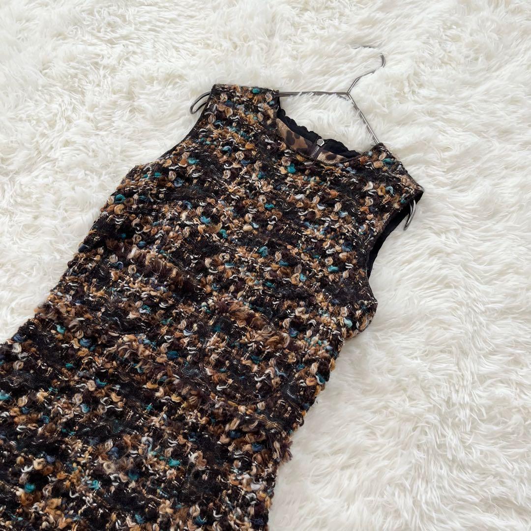 【ドルチェ&ガッバーナ】 ツイードワンピース タ裏地レオパード柄 38