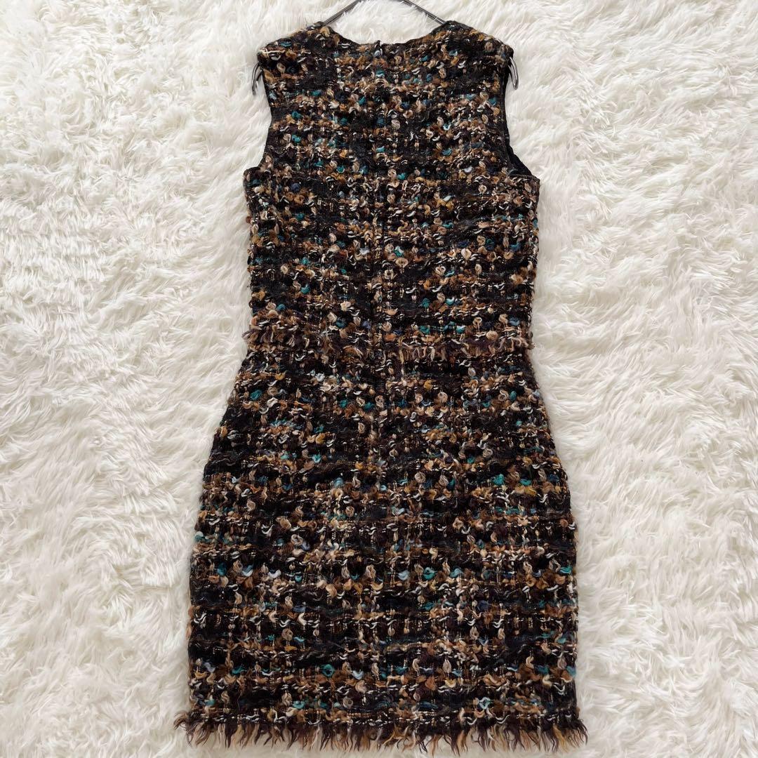 【ドルチェ&ガッバーナ】 ツイードワンピース タ裏地レオパード柄 38