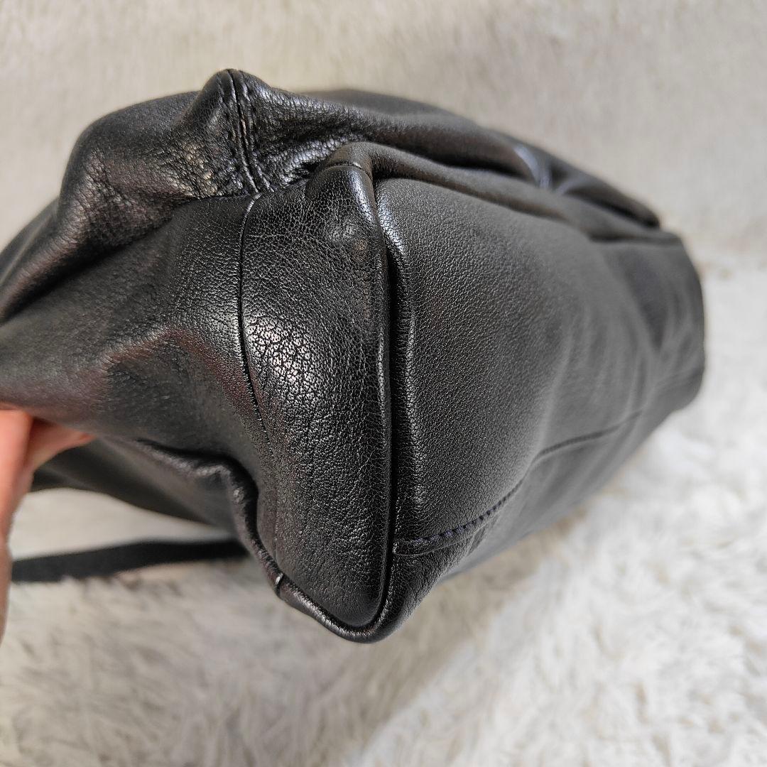 ✨未使用級✨ ゲンテン ショルダーバッグ フラップ シボ革 黒　2way