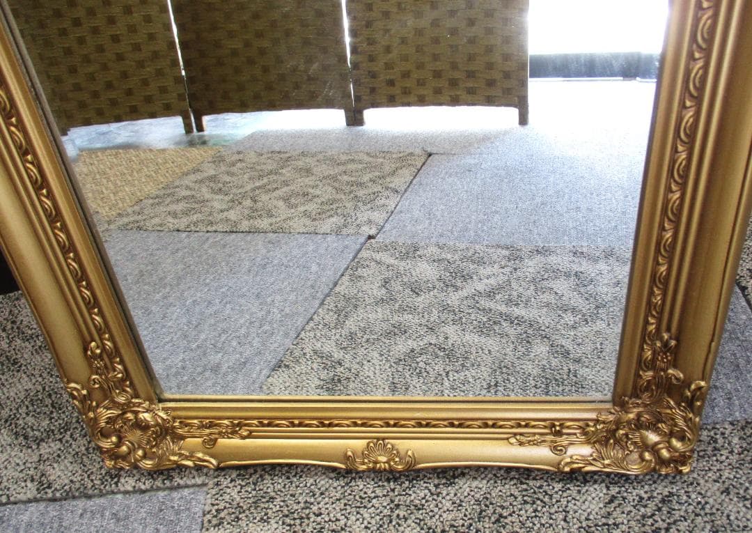★アンティーク調　ミラー ゴールド 50x170cm　姿見　ロココ調　スタンド付