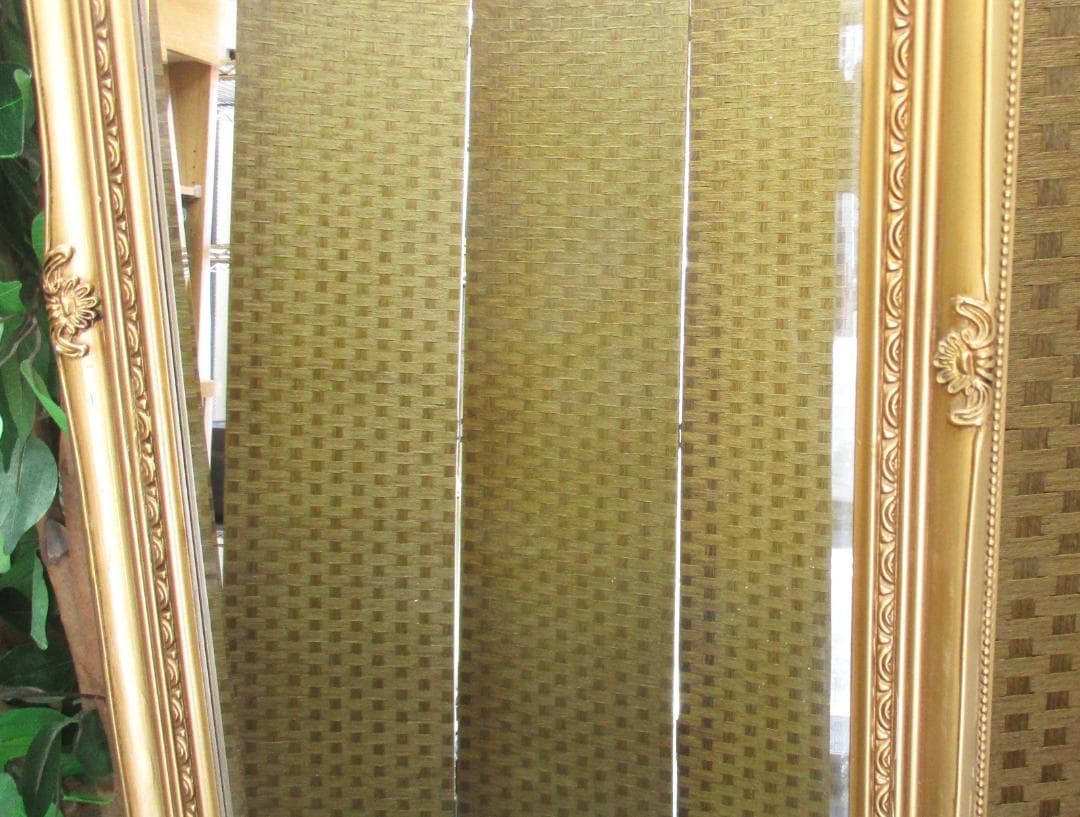 ★アンティーク調　ミラー ゴールド 50x170cm　姿見　ロココ調　スタンド付