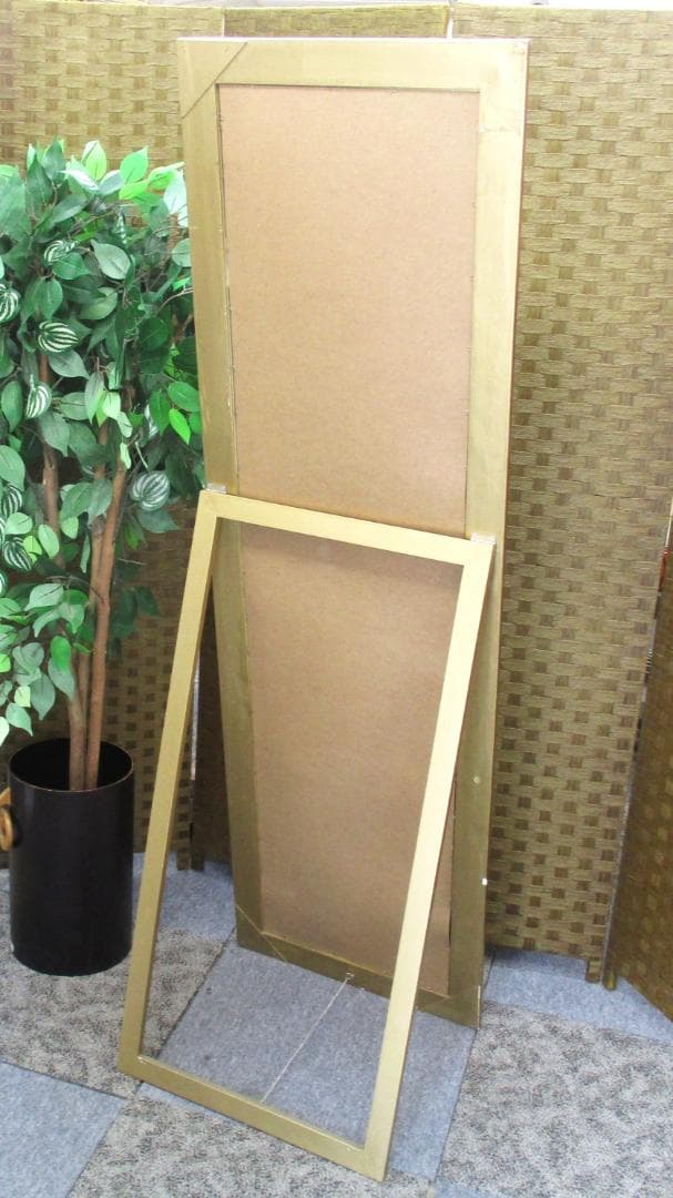 ★アンティーク調　ミラー ゴールド 50x170cm　姿見　ロココ調　スタンド付