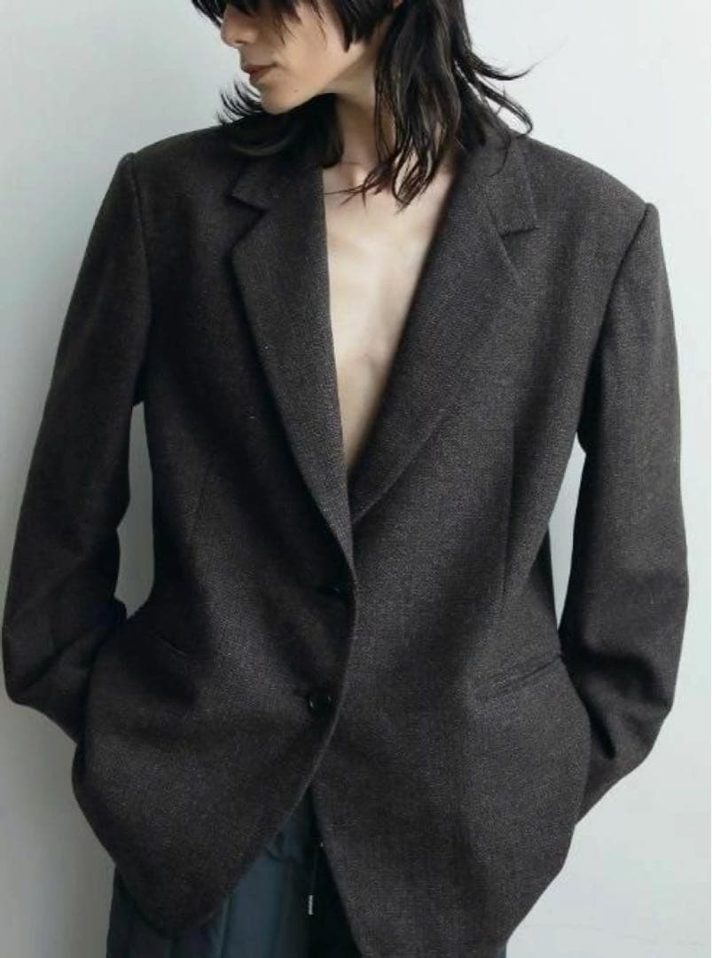 anuke Herringbone Wool Jacket ブラウン　36