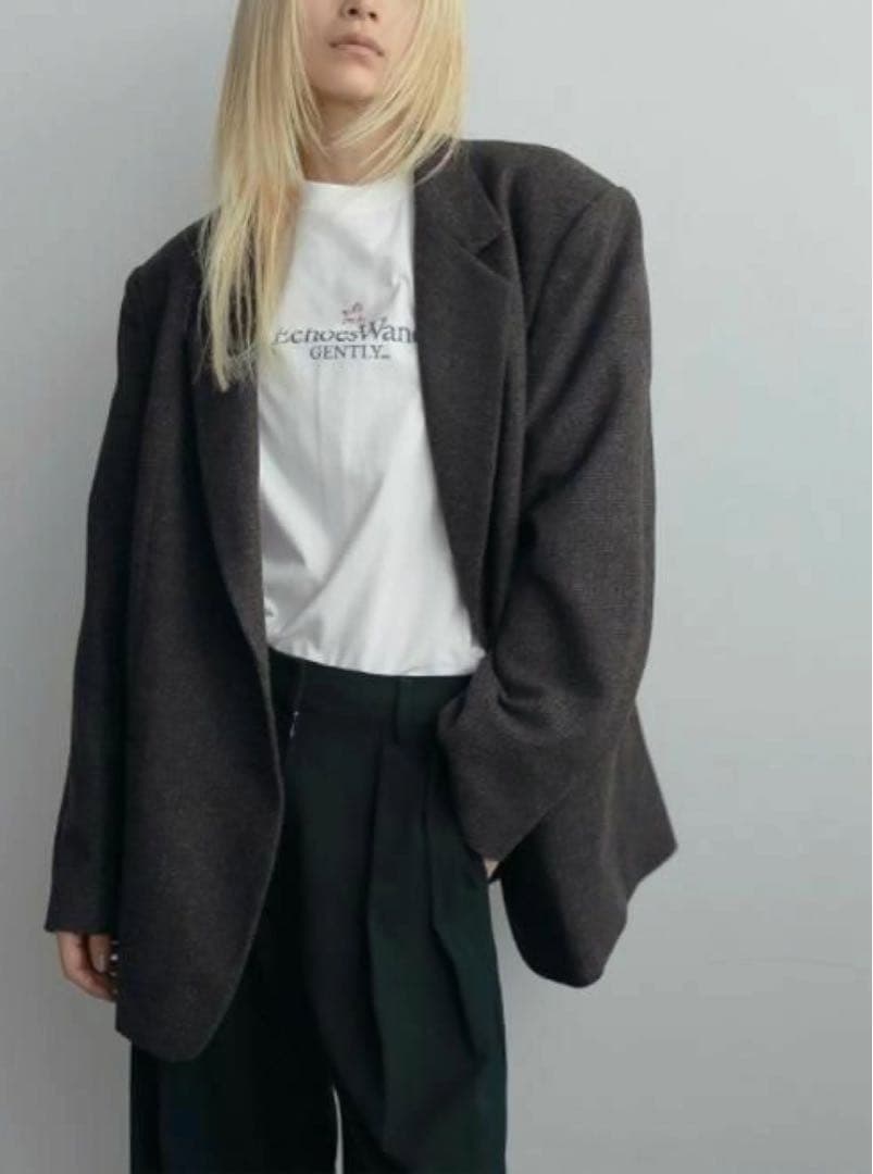 anuke Herringbone Wool Jacket ブラウン　36