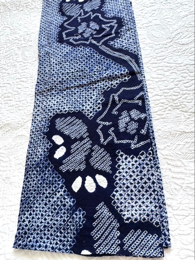粋な大人の浴衣 ◆ 有松絞り 花繋ぎ 潔いシンプルな藍色 逸品