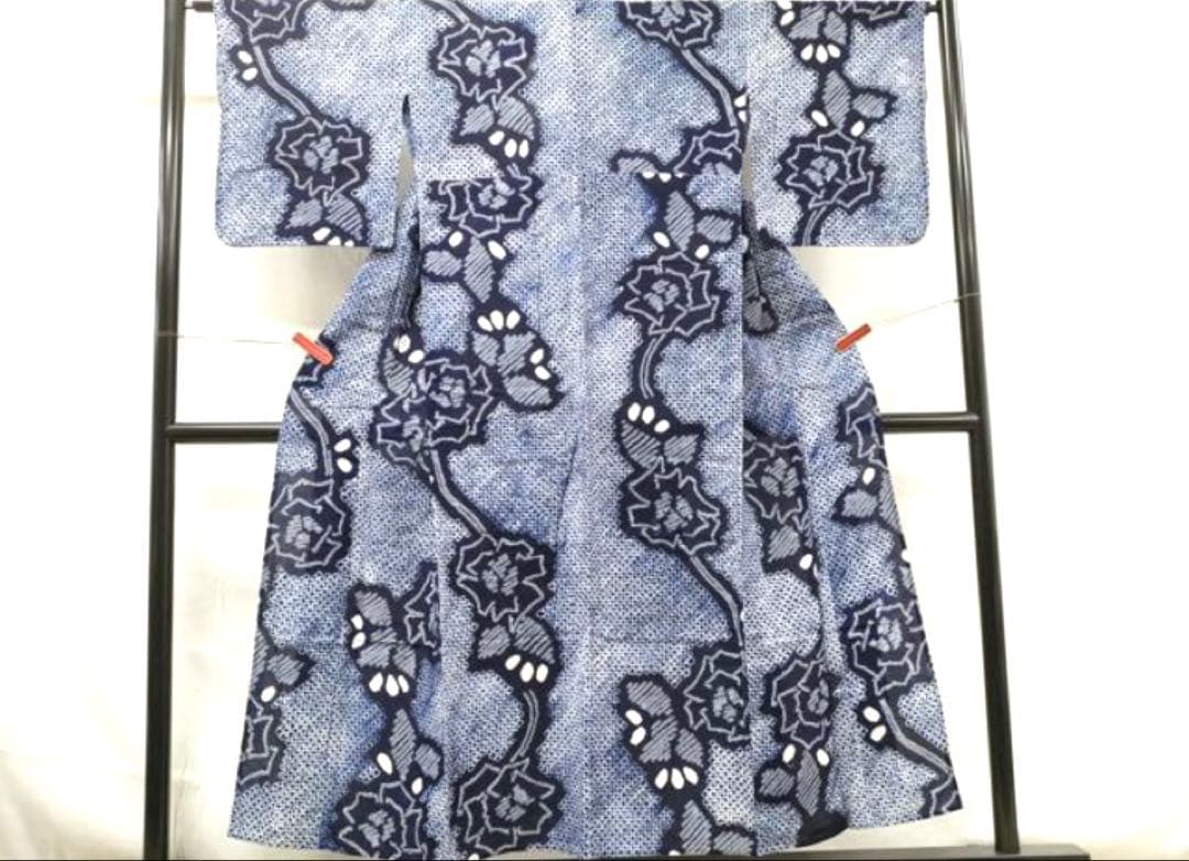 粋な大人の浴衣 ◆ 有松絞り 花繋ぎ 潔いシンプルな藍色 逸品