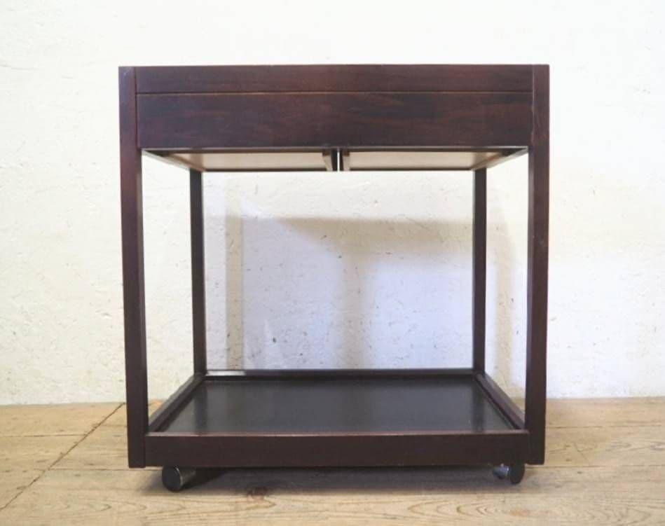 1072 オールドカリモク　キャスターワゴン　陳列台　作業台　キッチン　テーブル