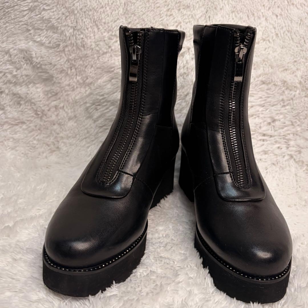 【美品】コンポジションナイン フロントジップコンフォートショートブーツ　23cm