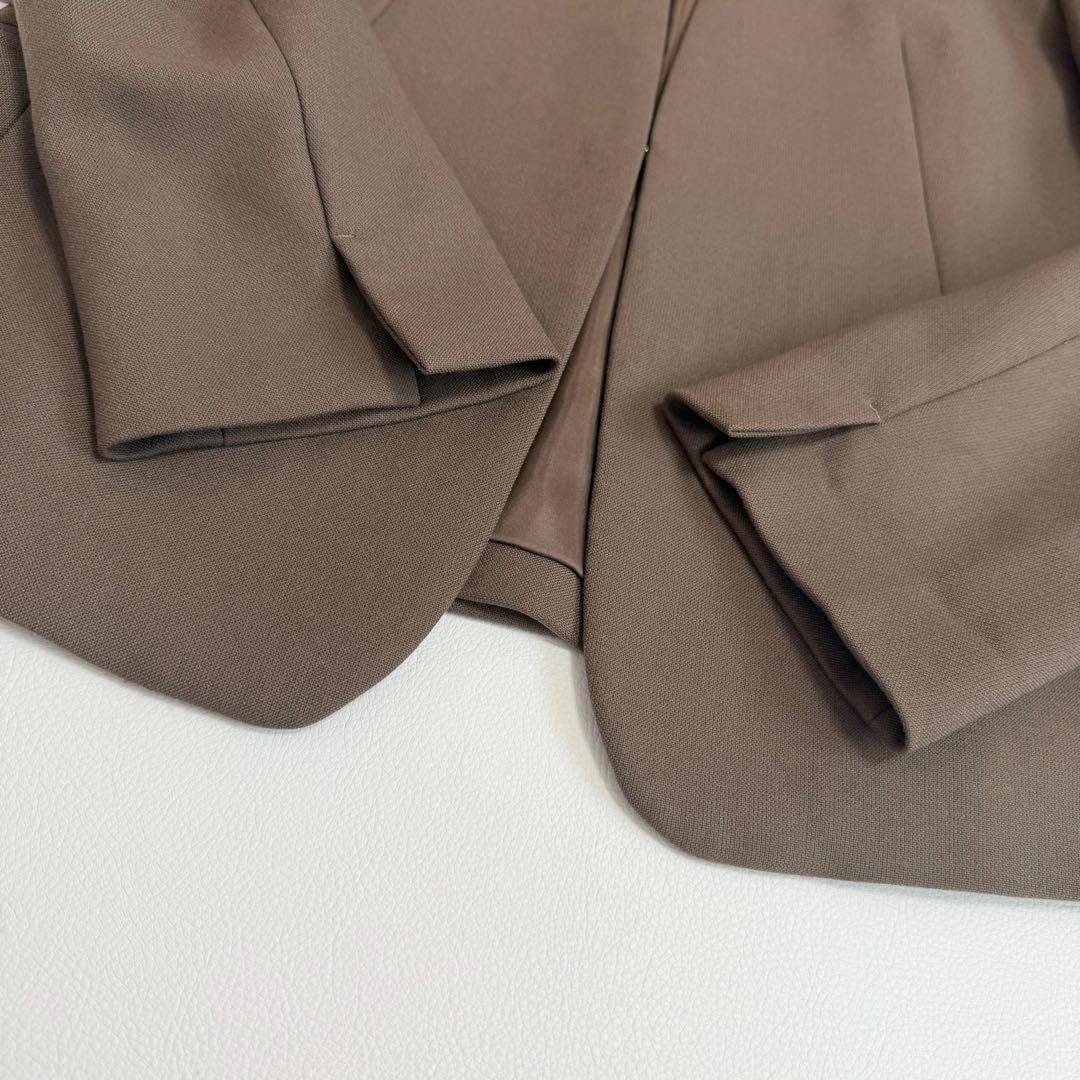 23区　セットアップスーツ　 ノーカラージャケット　ラップ風スカート 　茶色　M