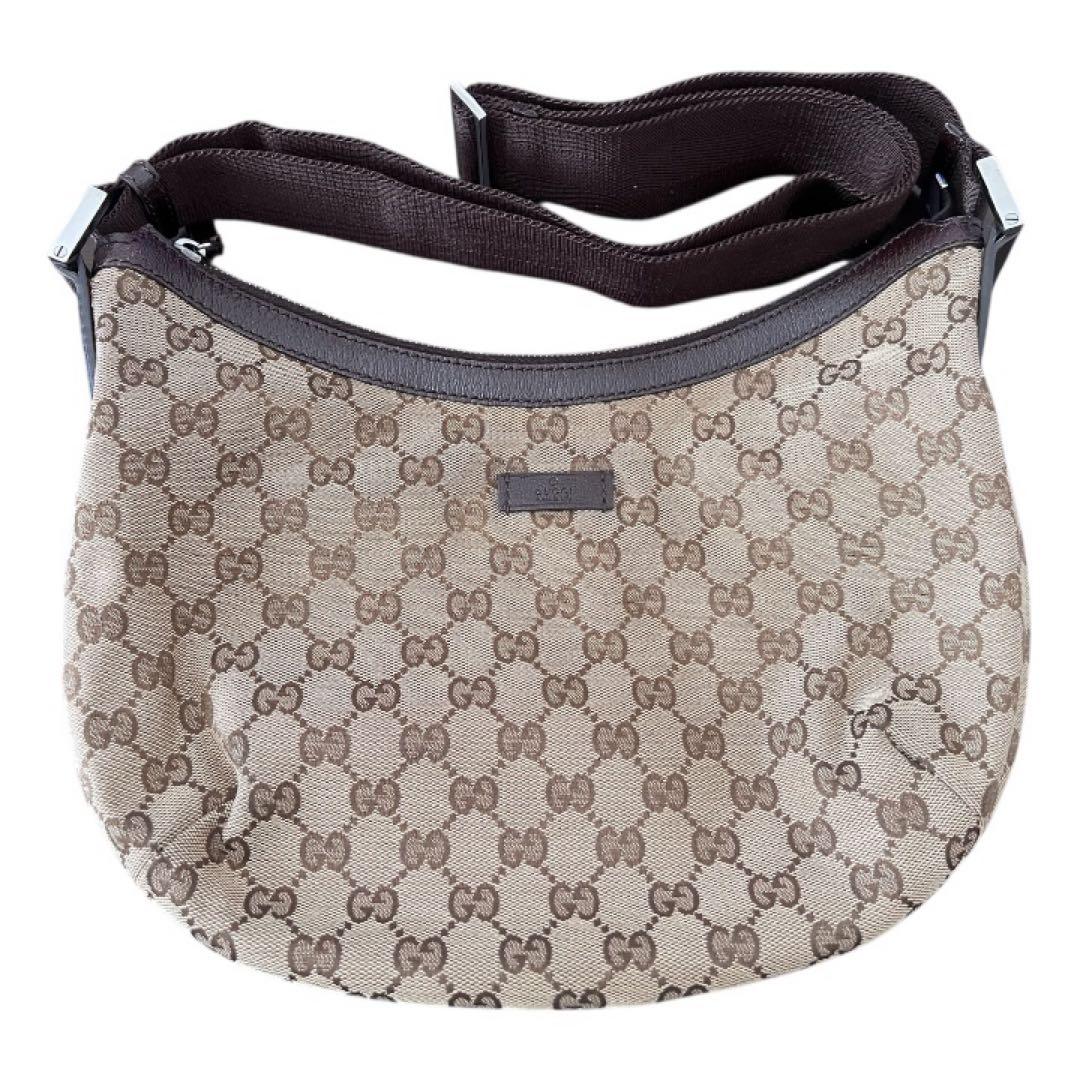 GUCCI グッチ ロゴ GG柄 キャンバス ハーフムーン ワンショルダーバッグ