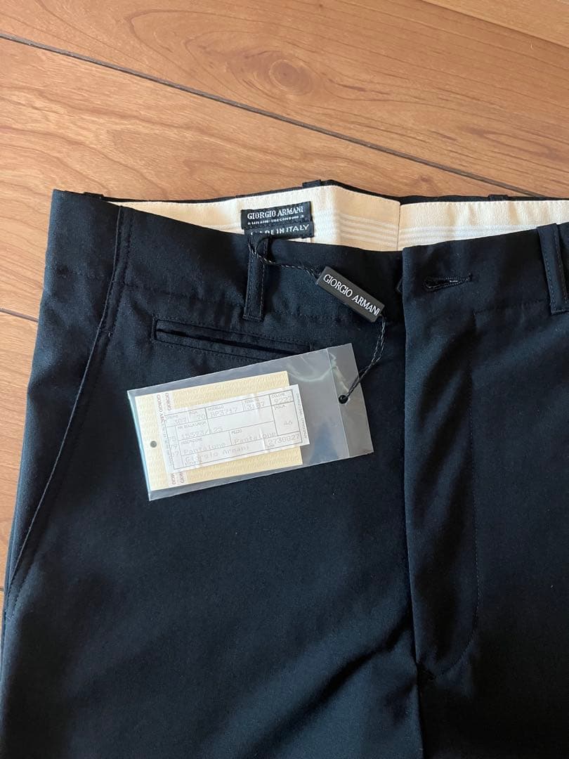 GIORGIO ARMANIブラック スラックス 未使用タグ付ノータック
