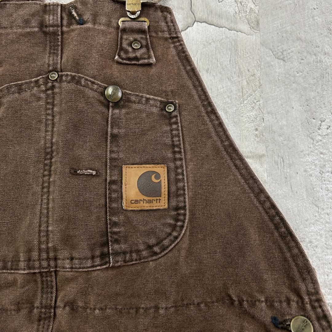 ふ*ぅ様 カーハート　USA製　ダブルニー　ストリート　オーバーオール　古着　茶