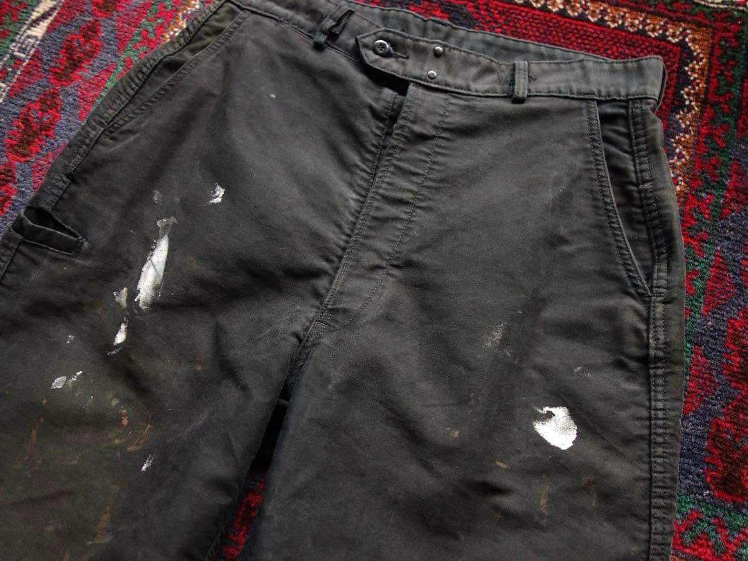 ADOLPHE LAFONT ブラックモールスキンパンツ L フレンチワーク