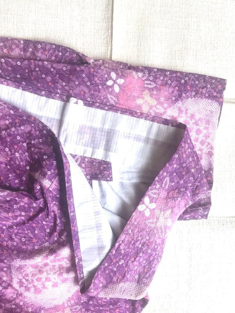 セール中❣️ 希少な色　きれいめ赤紫 有松　絞り　高級　浴衣 紫陽花　手縫い