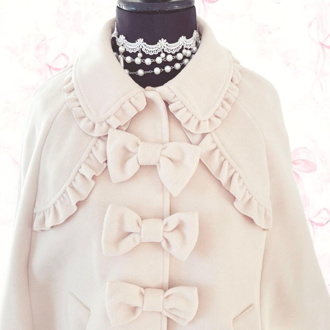 レア アンクルージュ ポンチョ ケープ リボン ファー コート　ankrouge