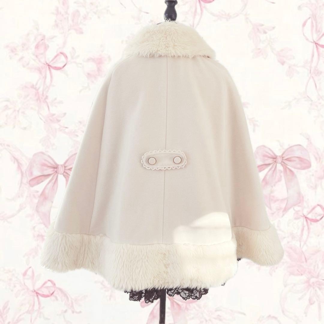 レア アンクルージュ ポンチョ ケープ リボン ファー コート　ankrouge