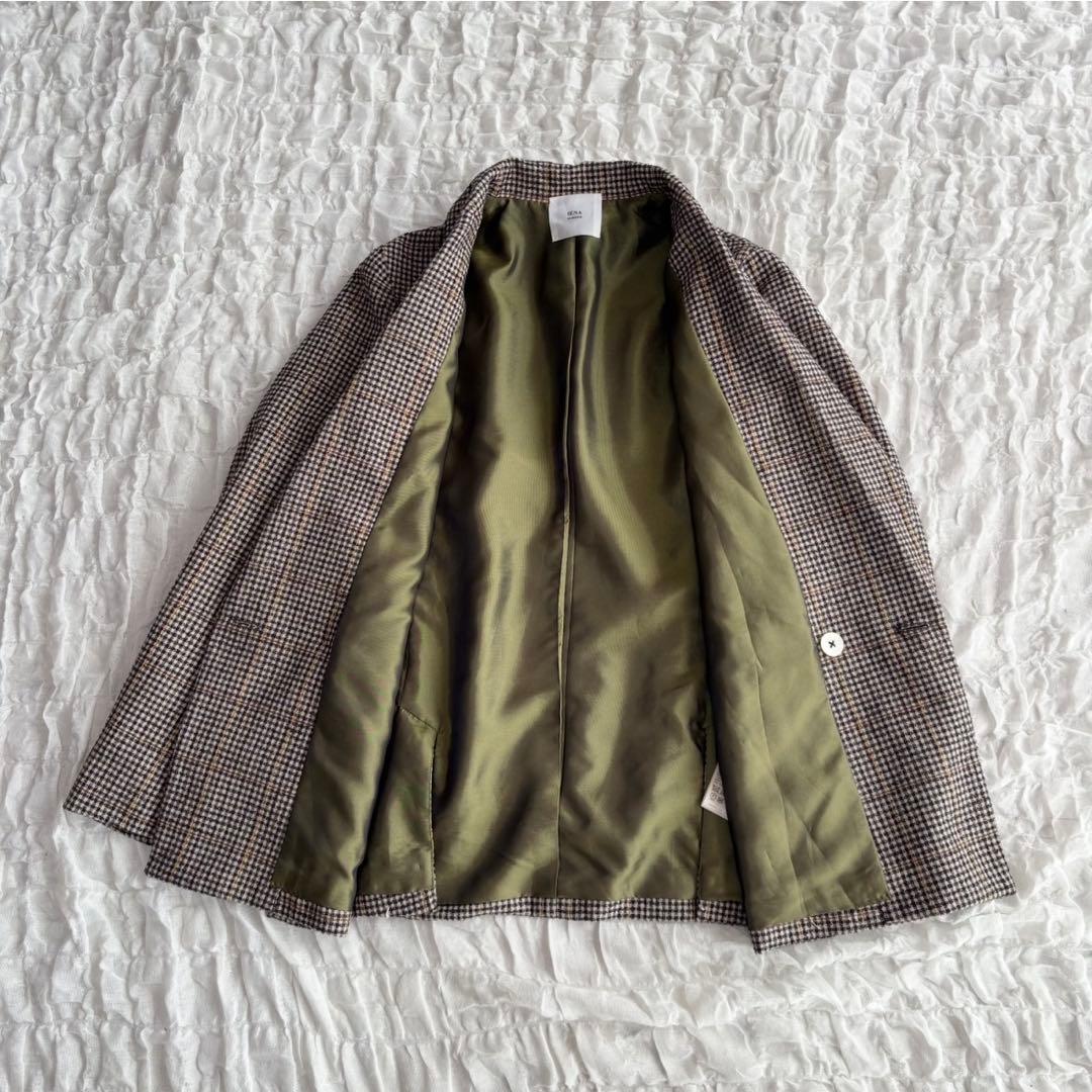 【美品】 イエナ モールチェック ダブルブレストジャケット 金ボタン
