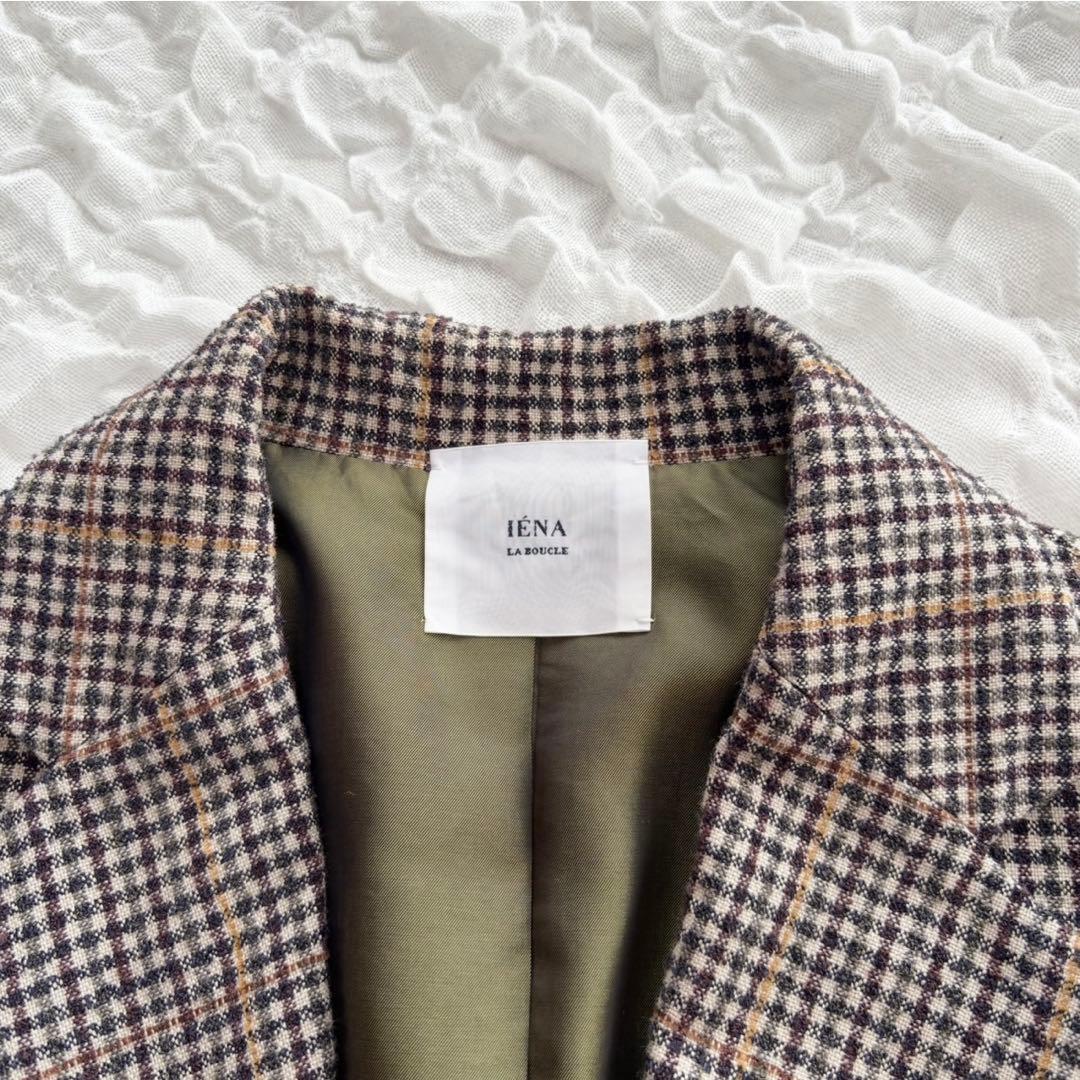 【美品】 イエナ モールチェック ダブルブレストジャケット 金ボタン