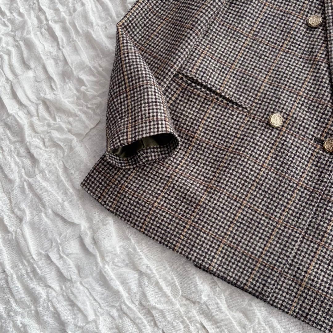 【美品】 イエナ モールチェック ダブルブレストジャケット 金ボタン