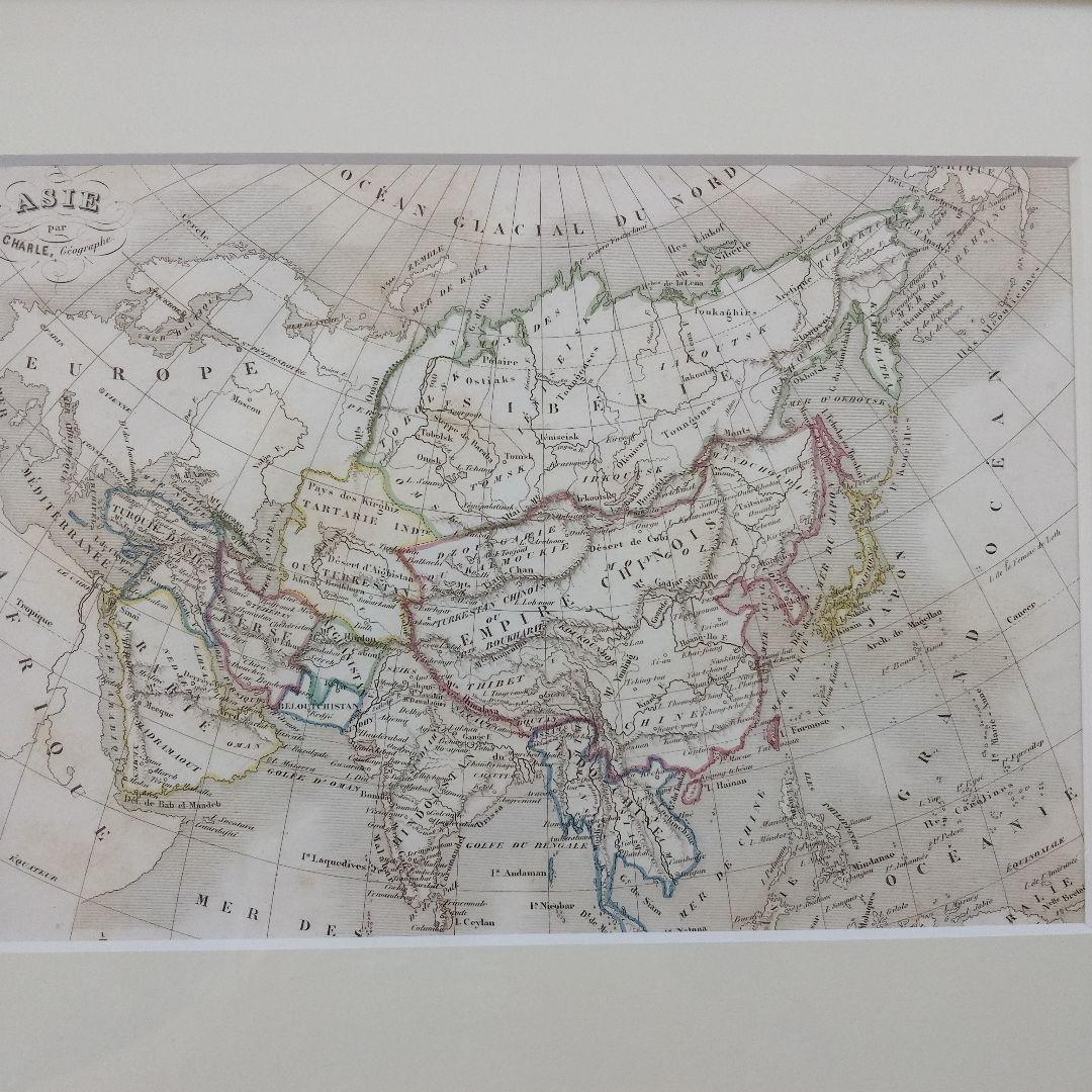 アレクサンドル・ヴュイユマン 銅版画『オリジナル　アジア古地図』1850年頃制作