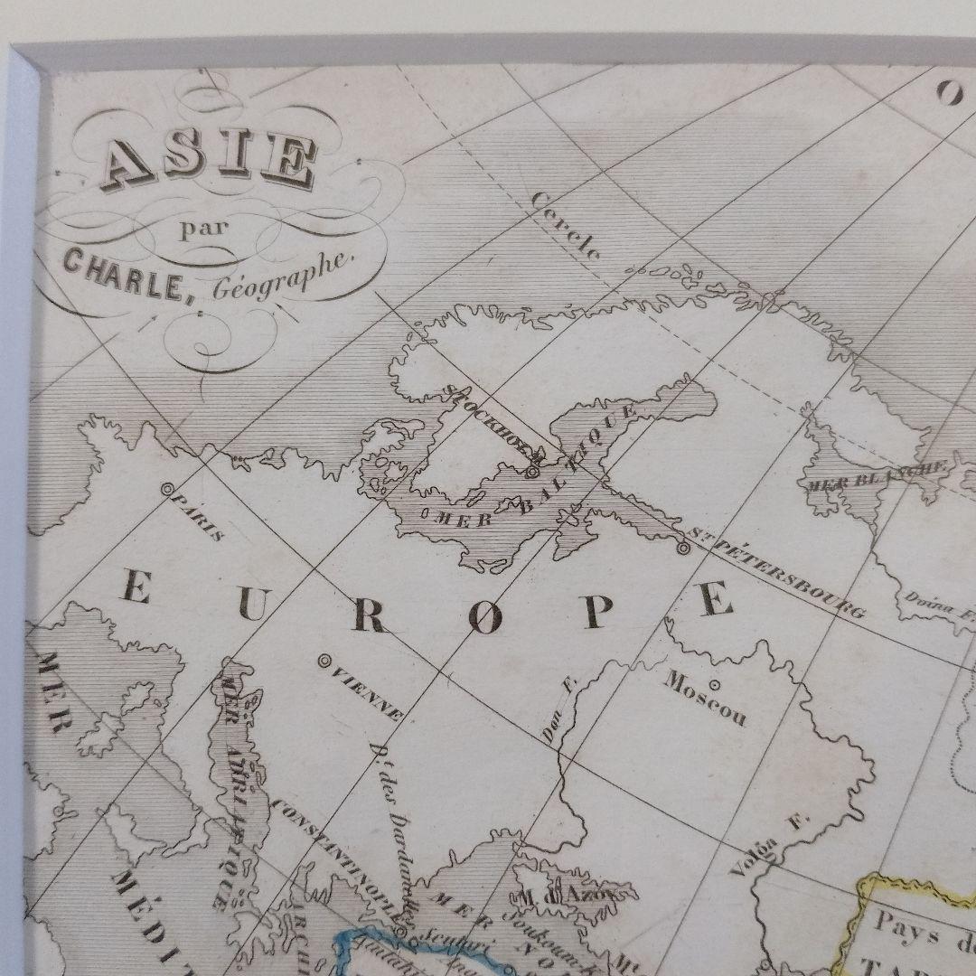 アレクサンドル・ヴュイユマン 銅版画『オリジナル　アジア古地図』1850年頃制作