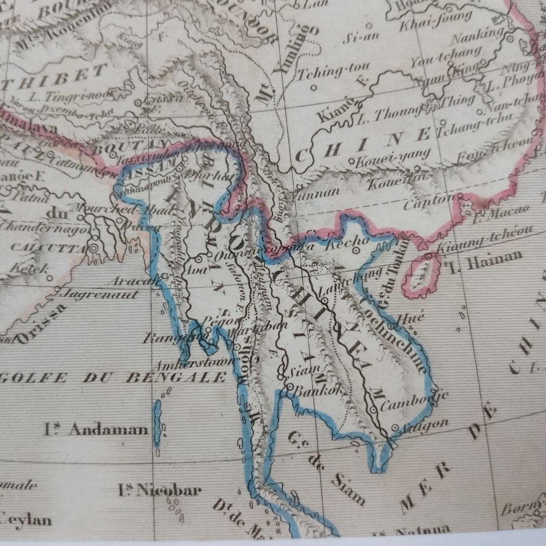 アレクサンドル・ヴュイユマン 銅版画『オリジナル　アジア古地図』1850年頃制作