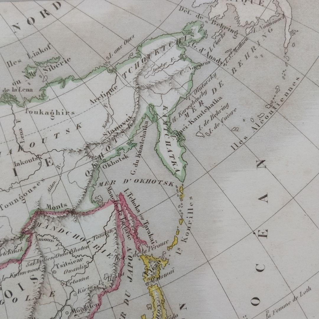 アレクサンドル・ヴュイユマン 銅版画『オリジナル　アジア古地図』1850年頃制作