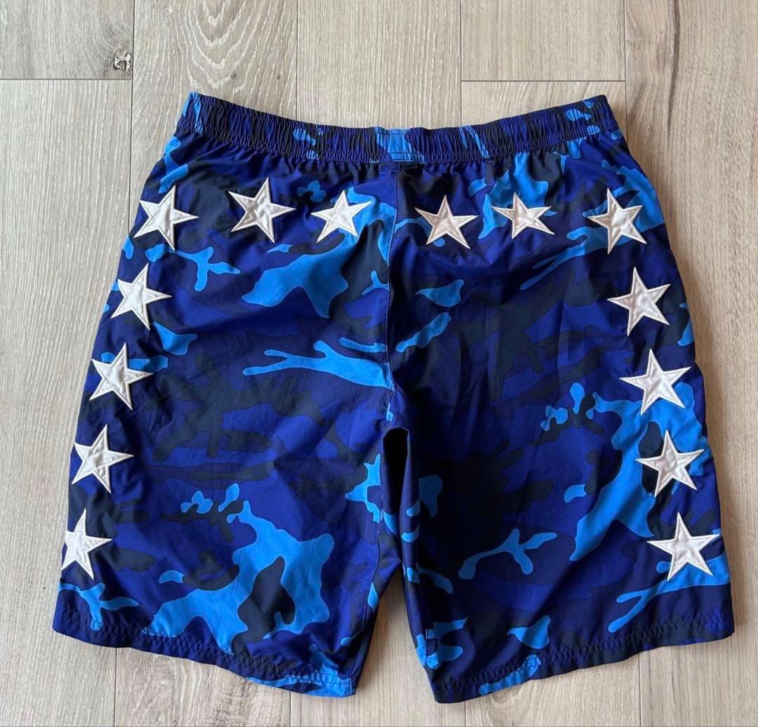 【美品】FCRB×NIKE ナイロン ショートパンツ ハーフパンツ M カモ 青