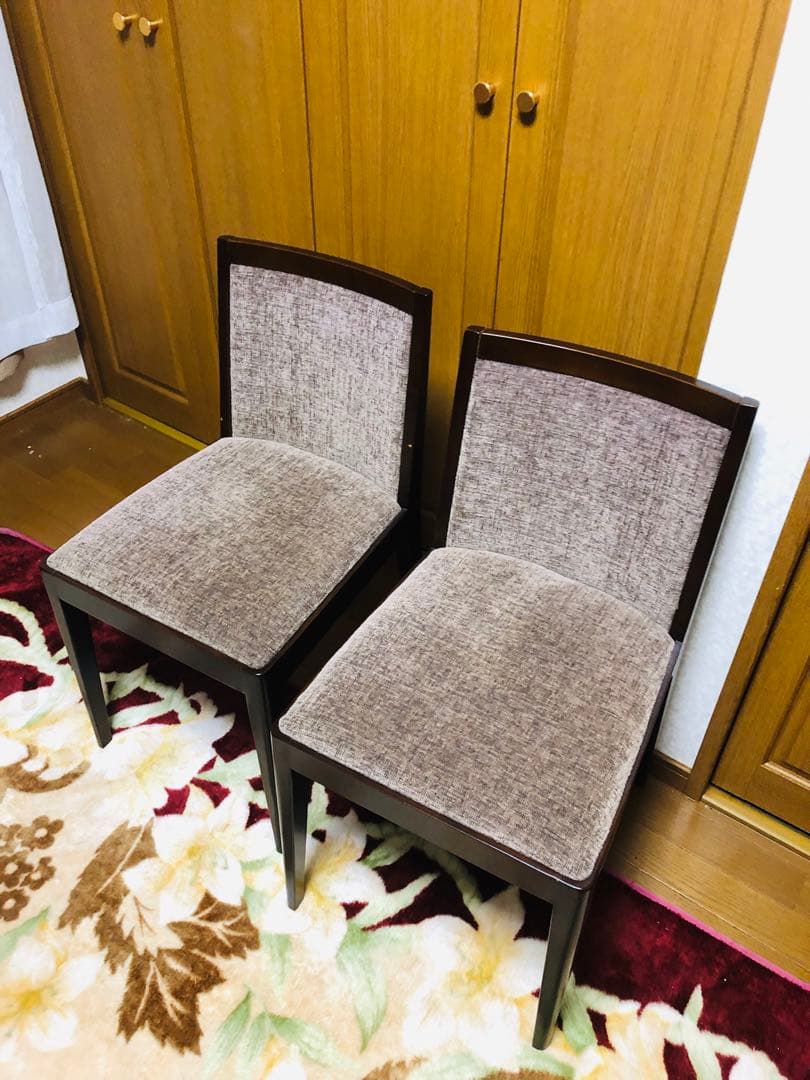 SOGO／相合家具　ブラウンファブリック　ダイニングチェア　2脚セット　②