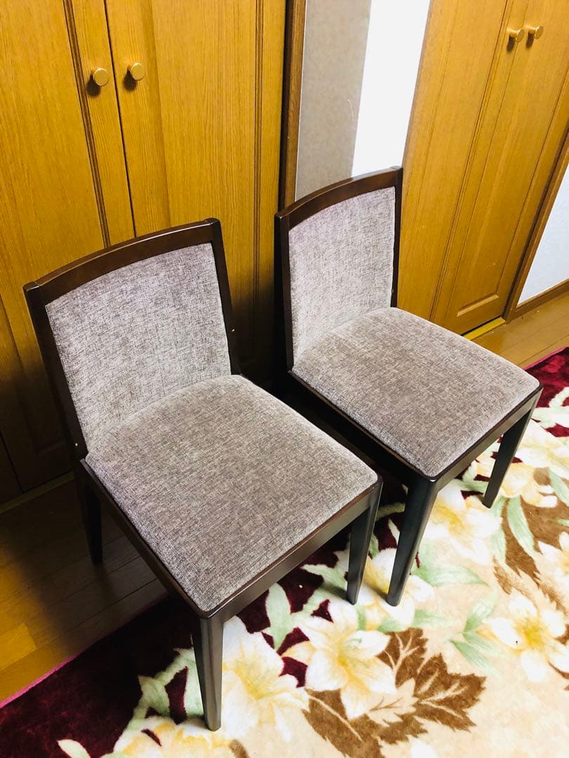 SOGO／相合家具　ブラウンファブリック　ダイニングチェア　2脚セット　②