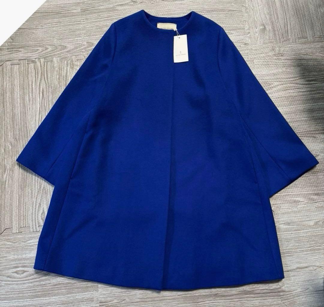 定価5万 ユナイテッドアローズ 38 ロイヤルブルー ノーカラーミドル丈コート