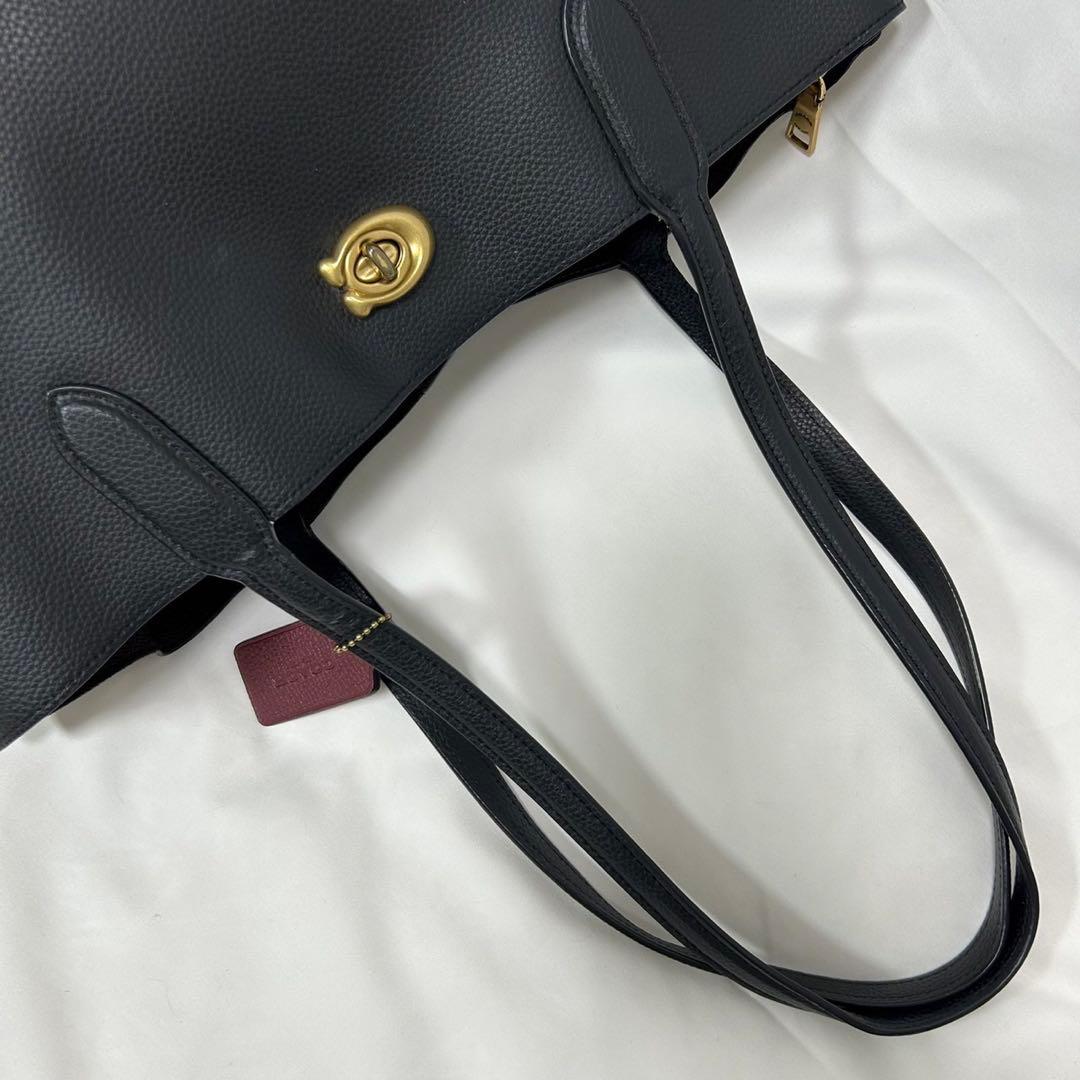 【極美品】コーチ 0689 ウィロウ トートバッグ レザー 黒 A4可 手提げ