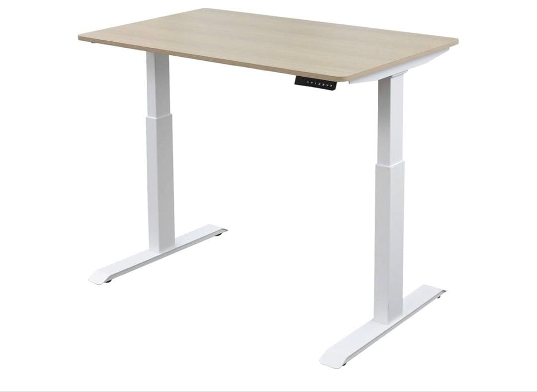 脚のみ！ 山善 昇降デスク 電動 一枚板　ウッドナチュラル/ホワイト