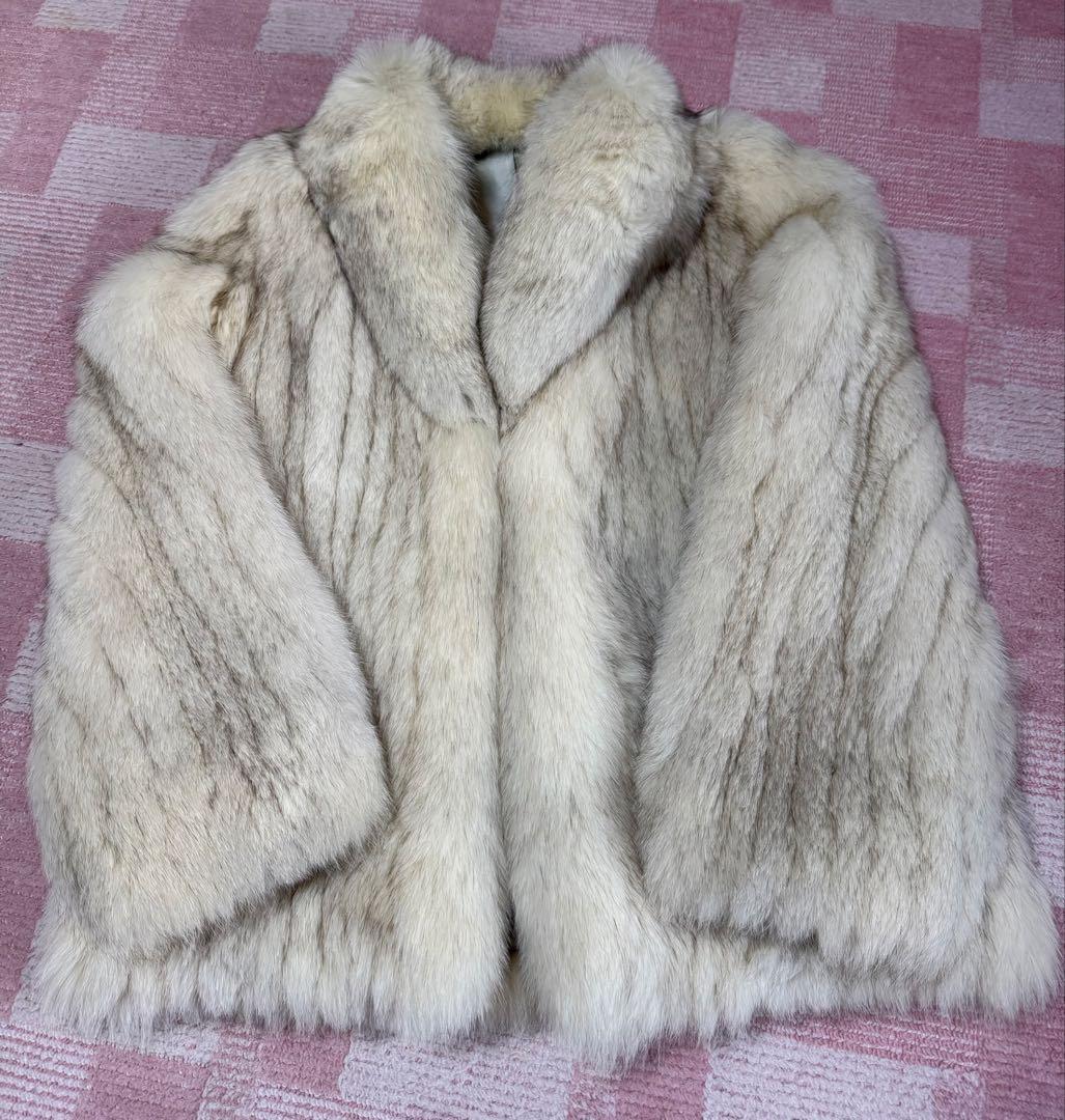 ☆ブルーフォックス☆ハーフコート　毛皮コート ショート丈　13号