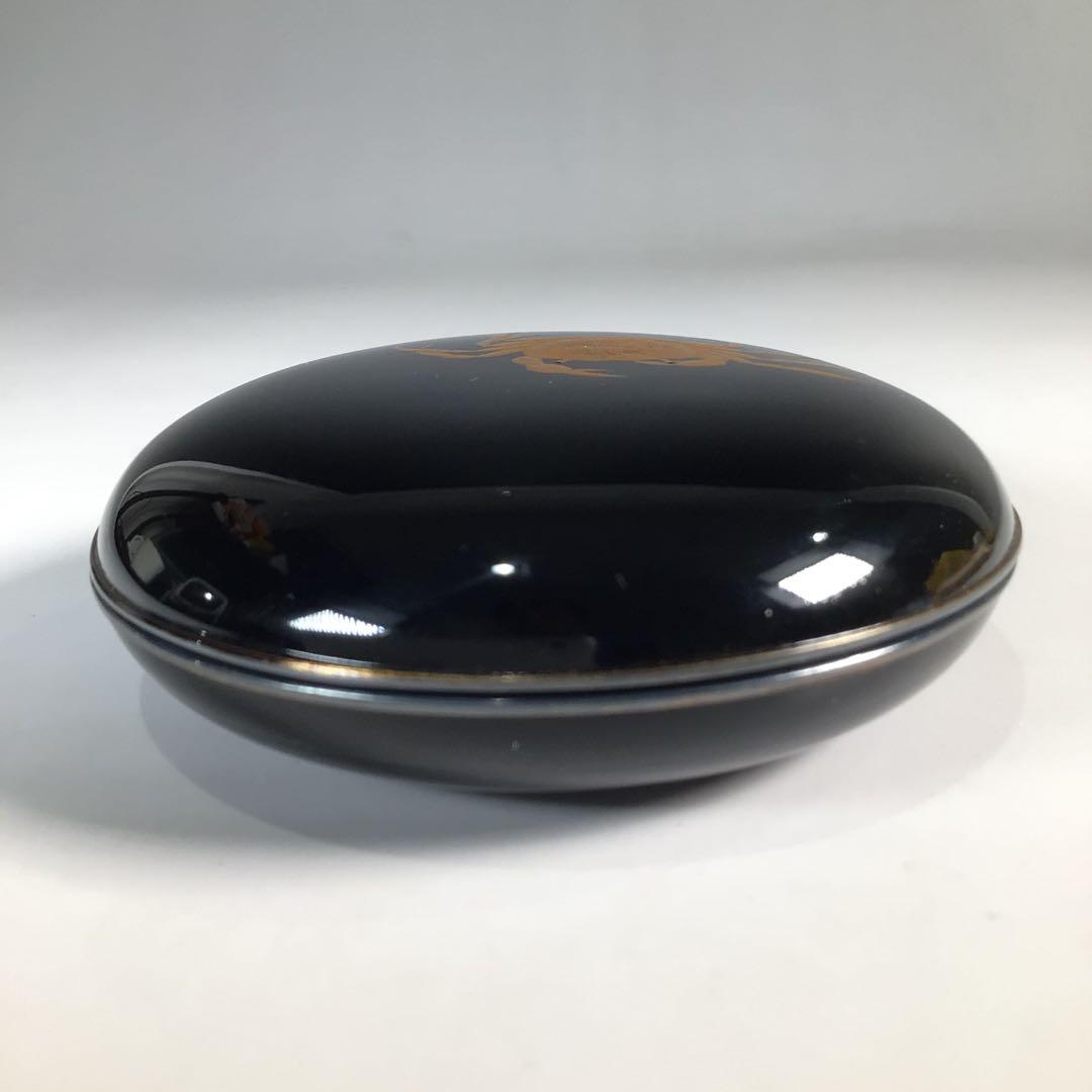 Ｎ４６０　香合　『黒漆塗』『宮田宗景作』『蟹蒔絵』『丸香合』　共箱　茶道具