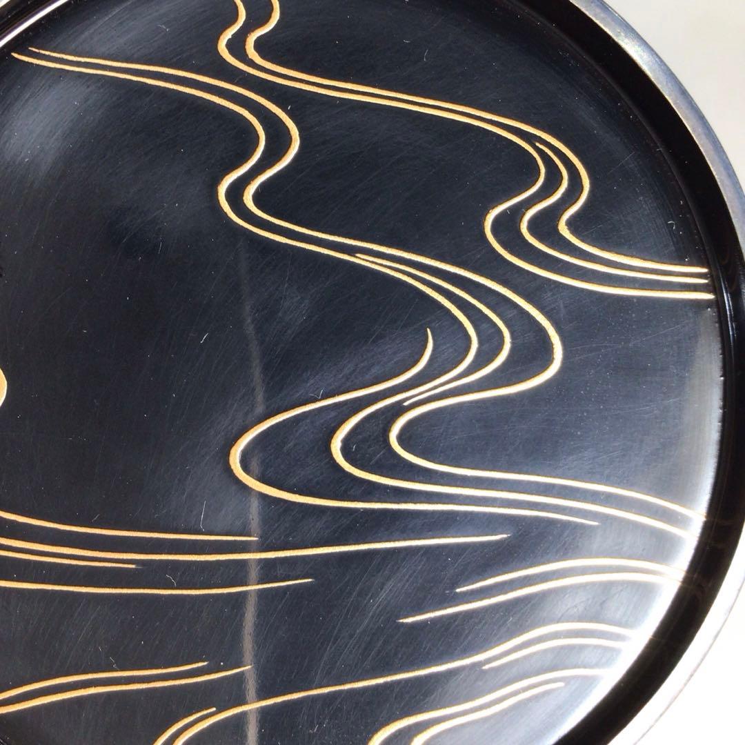 Ｎ４６０　香合　『黒漆塗』『宮田宗景作』『蟹蒔絵』『丸香合』　共箱　茶道具