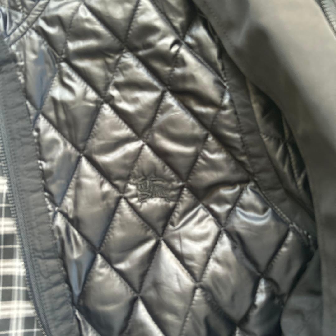 BURBERRY BLACK LABEL ファー付きモッズコート LL ブラック