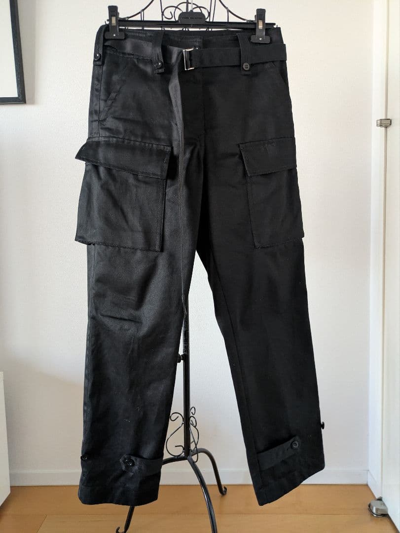 sacaiレディースベルテッドカーゴパンツ23-06456 ブラック　2