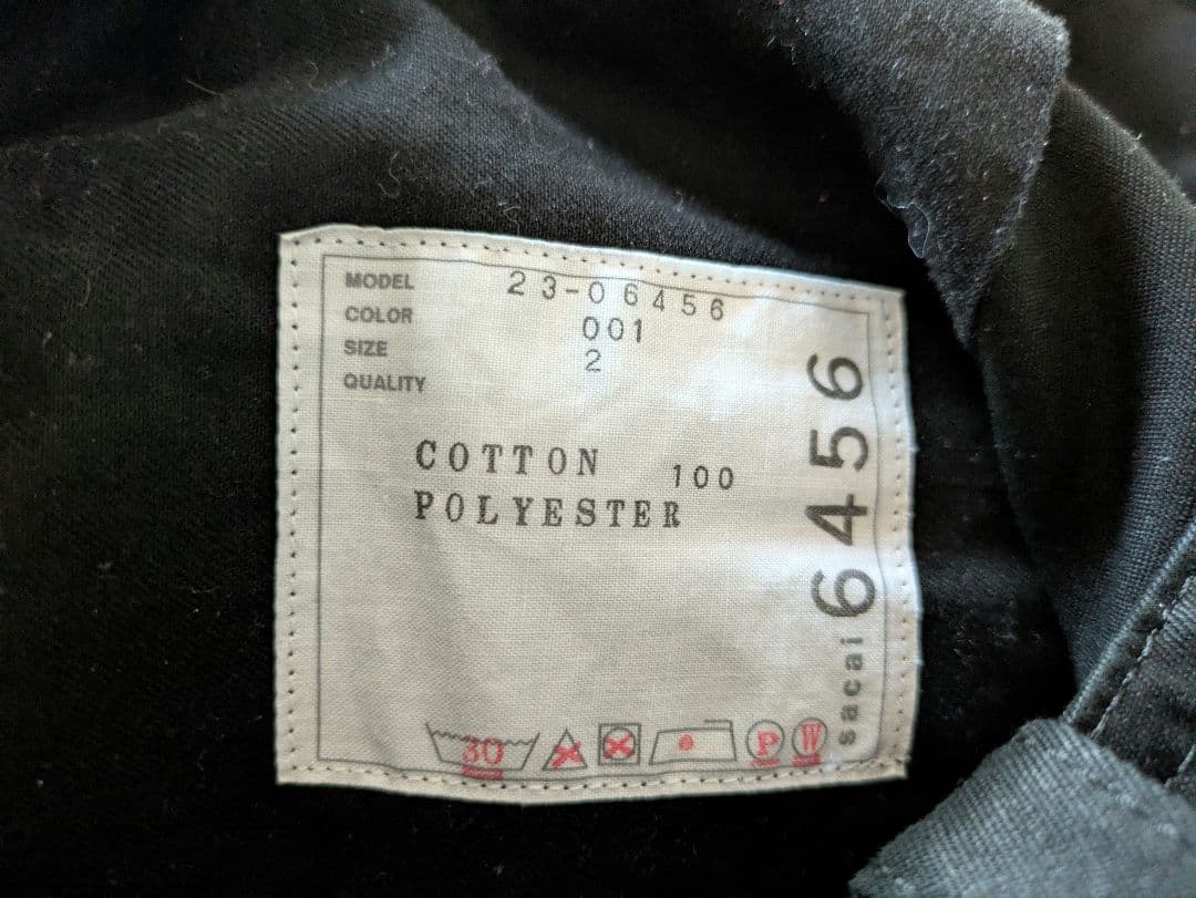 sacaiレディースベルテッドカーゴパンツ23-06456 ブラック　2