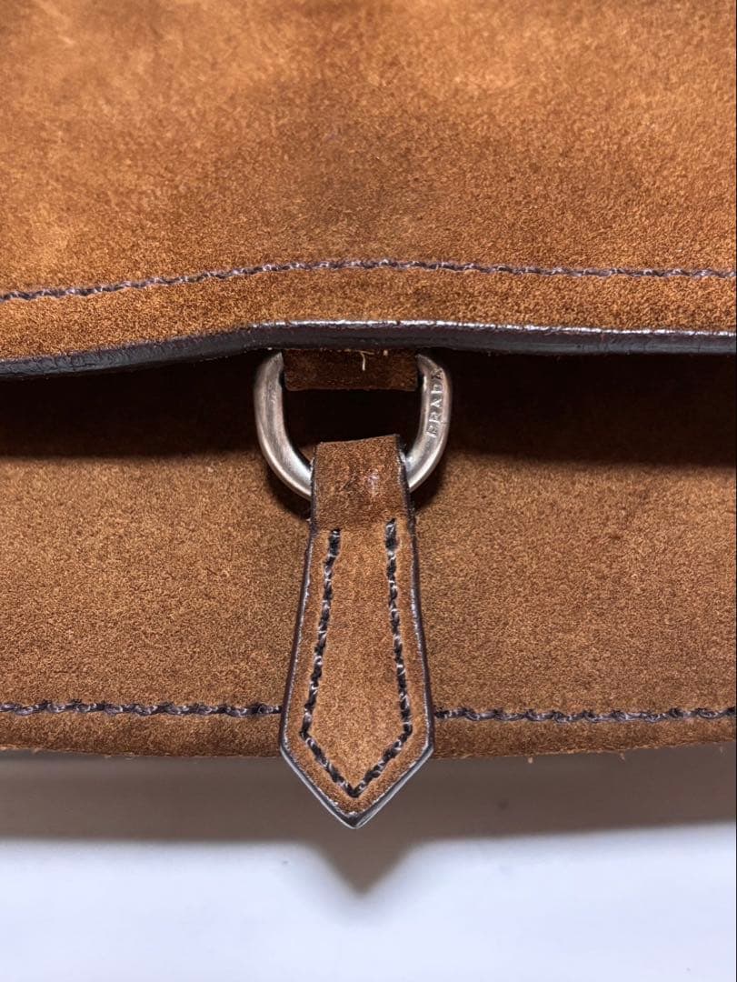 PRADA プラダ スウェード ワンハンドルバッグ ハンドバッグ ブラウン