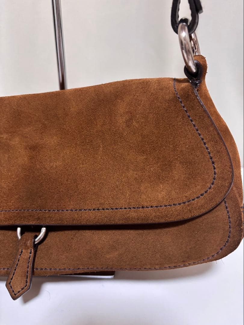PRADA プラダ スウェード ワンハンドルバッグ ハンドバッグ ブラウン