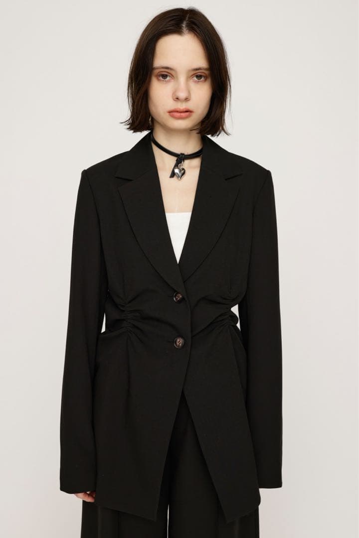 【sly】ブラック WAIST GATHER TAILOR ジャケット