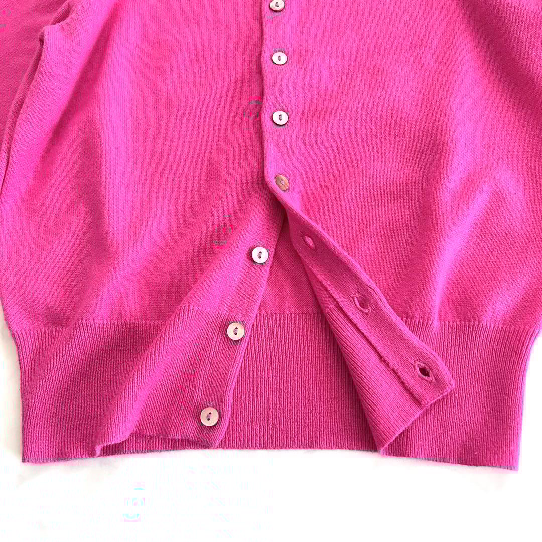 ギャルリーヴィー カシミヤ100% クルーネックカーディガン ピンク