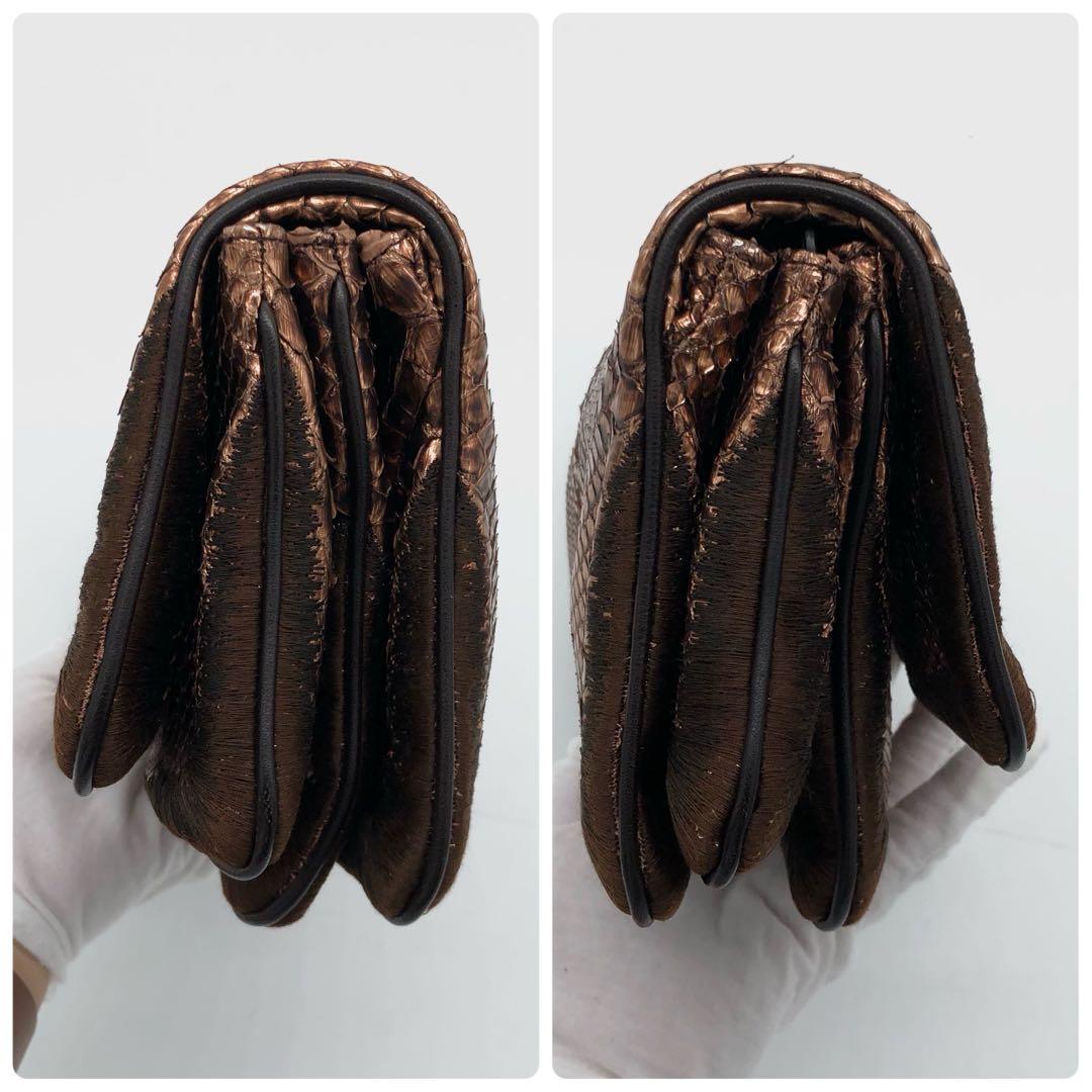 【極美品・ミラー付き✨】ボッテガヴェネタ クラッチバッグ パイソン レザー