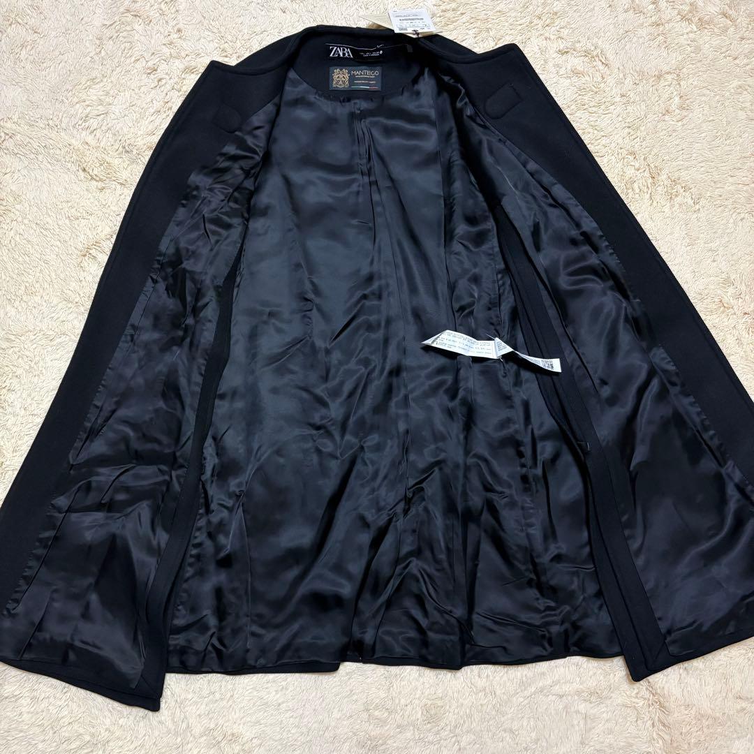 【新品】ZARA ザラ マンテコ ウール ブラック ポンチョ 金具 Lサイズ
