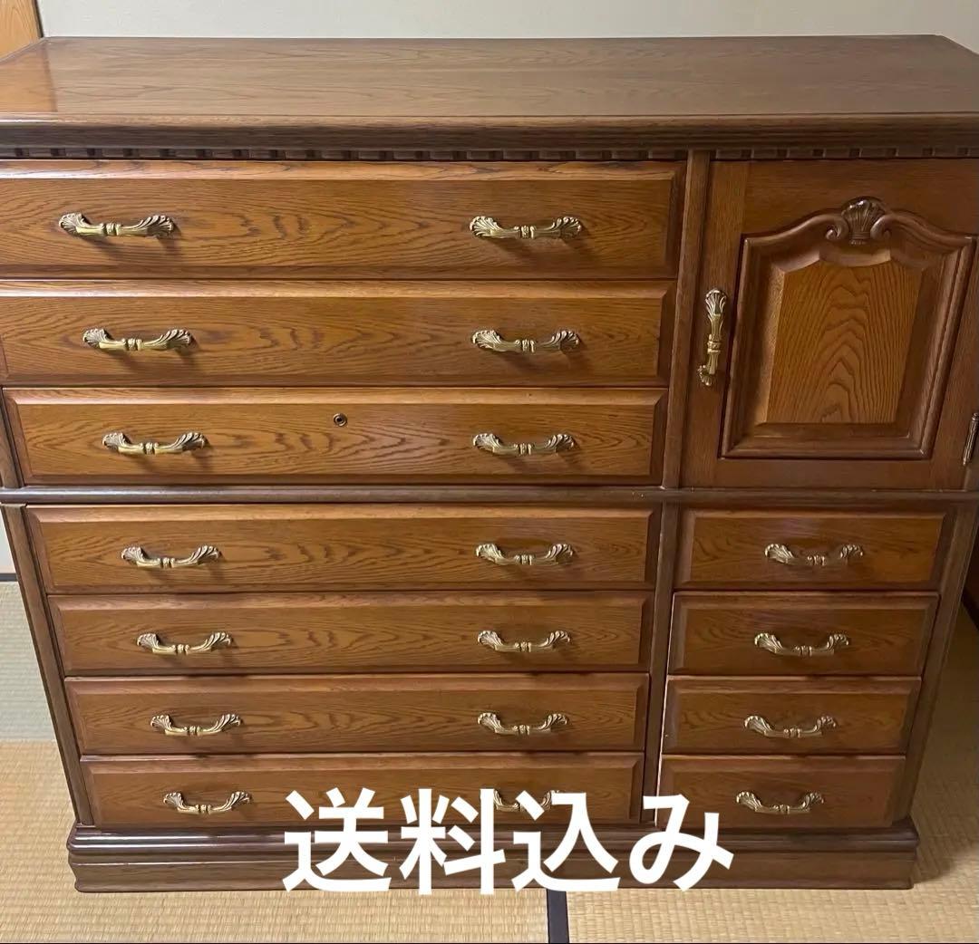 天然木　整理ダンス　箪笥　上下分離可　チェスト　KAWATA MOKKOU