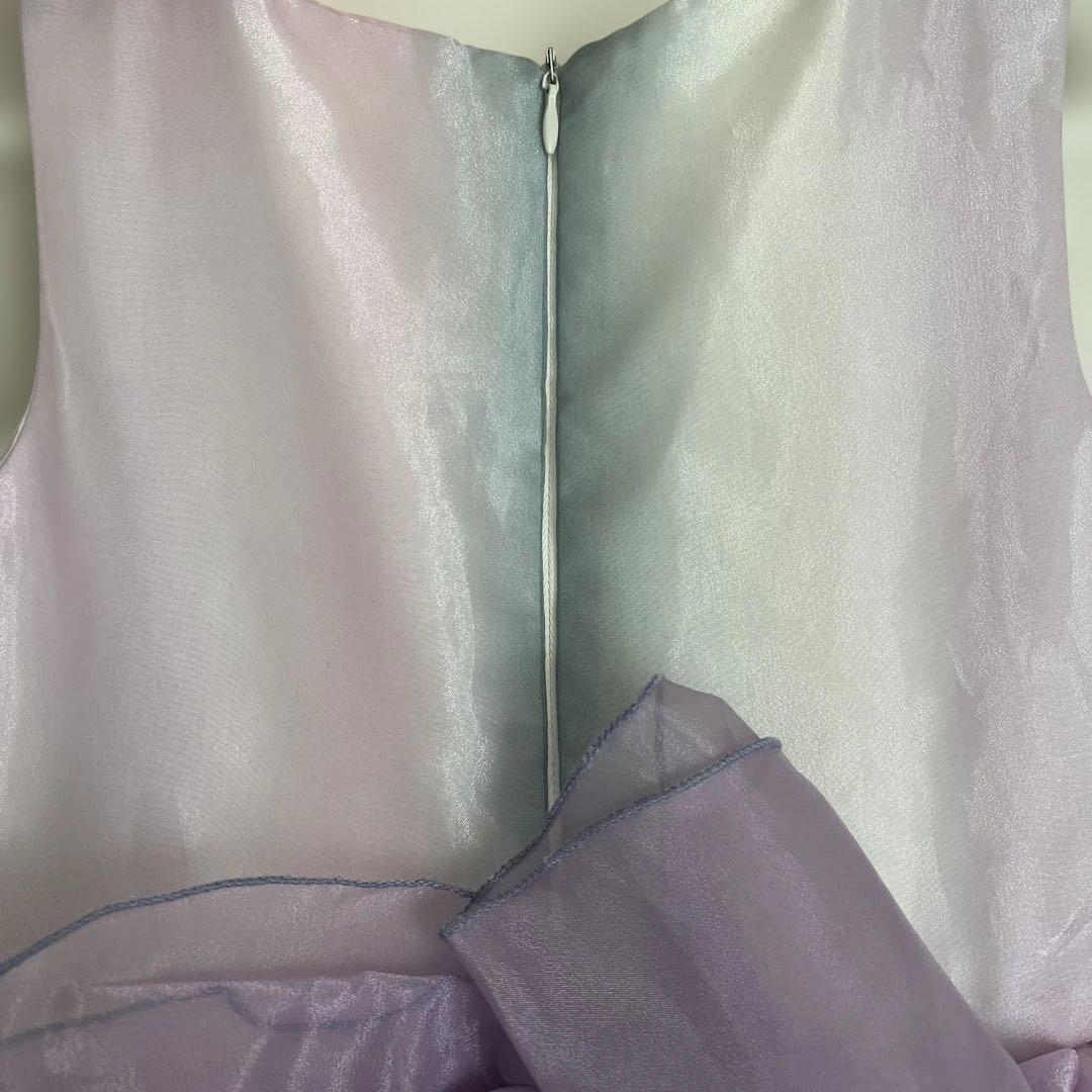 ドレスコグラデーションパープルオーガンジードレスフラワーリボン美品発表会